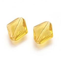 Gold Imitation Austrian Crystal Beads, Grade AAA, Faceted, Rhombus, Gold, 14~14.5x12x5~7mm, Hole: 0.9~1mm