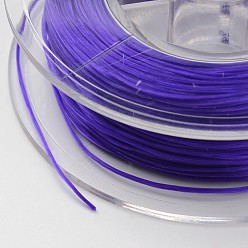 Purple Japanese Eco-Friendly Dyed Flat Elastic Crystal String, Elastic Beading Thread, for Stretch Bracelet Making, Flat, Purple, 0.6mm, about 60m/roll(65.62yards/roll)