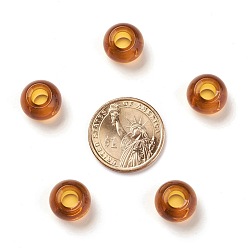 Sandy Brown Glass European Beads, Large Hole Beads, Rondelle, Sandy Brown, 15x10mm, Hole: 5~6.4mm