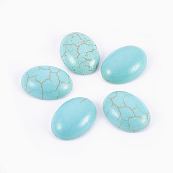 Turquoise Synthetic Turquoise Cabochons, Oval, Dark Turquoise, 10x8x4mm