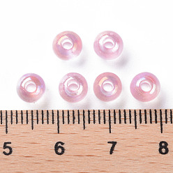 Pink Прозрачные акриловые бусины, с покрытием AB цвета, круглые, розовые, 6x5 мм, отверстие : 1.8 мм, Около 4400 шт / 500 г