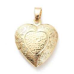 Real 18K Gold Plated Brass Locket Pendants, Photo Frame Pendants for Necklaces, Long-Lasting Plated, Heart, Real 18K Gold Plated, 22.5x19.5x6mm, Hole: 4x3mm, 13.5x11mm Inner Diameter