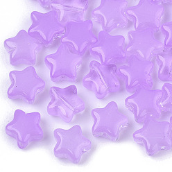 Violet Transparent Spray Painted Glass Beads, Star, Imitation Jelly, Violet, 8x8x4mm, Hole: 0.8~1mm