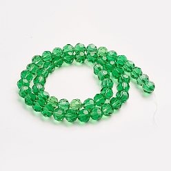 Lime Green Imitation Austrian Crystal Bead Strands, Grade AAA, Faceted Round, Lime Green, 8mm, Hole: 0.9~1mm, about 50pcs/strand, 15.7 inch