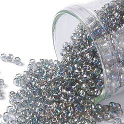 (176) Transparent AB Black Diamond Toho perles de rocaille rondes, perles de rocaille japonais, (176) diamant noir transparent ab, 11/0, 2.2mm, Trou: 0.8mm, environ5555 pcs / 50 g