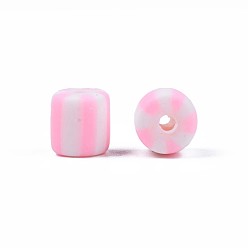 Pink Handmade Polymer Clay Bead Strands, Column, Pink, 6x6mm, Hole: 1.5mm, about 63pcs/strand, 15.55 inch~15.94 inch(39.5~40.5cm)