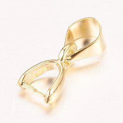 Golden Real 18K Gold Plated Brass Pendant Pinch Bails, Nickel Free, Rack Plating, 9x5x3mm, Hole: 4x5mm