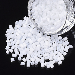 White 8/0 Two Cut Glass Seed Beads, Hexagon, Opaque Colours, White, 2.5~3x2.5mm, Hole: 0.9mm, about 15000pcs/bag