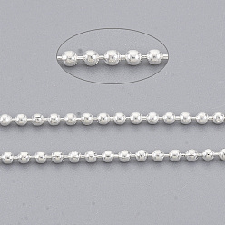 Серебро Латунные шаровые цепи, долговечный, пайки, с катушкой, без кадмия и без свинца, серебряные, 1.2 мм, около 301.83 футов (92 м) / рулон