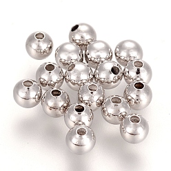 Real Platinum Plated Brass Spacer Beads, Round, Nickel Free, Real Platinum Plated, 4mm, Hole: 1.2mm, about 13pcs/g