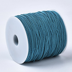 Dodger Blue Electrophoresis Iron Twisted Chains, Unwelded, with Spool, Solid Color, Oval, Dodger Blue, 3x2.2x0.6mm, about 328.08 Feet(100m)/roll