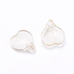 Pêche Charms en verre transparent, pétale en forme de coeur, peachpuff, 15x12x4.5mm, Trou: 1mm