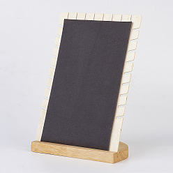 Gris Collier bois affiche, présentoir à longue chaîne, avec faux suède, rectangle, grises , 18x10x26 cm