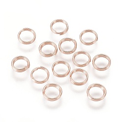 Розовое Золото 304 из нержавеющей стали разрезные кольца, кольца с двойной петлей, розовое золото , 5x1 мм, внутренний диаметр: 3.8 мм, одиночный провод: 0.5 мм