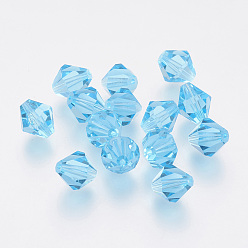 Cyan Imitation Austrian Crystal Beads, Grade AAA, Faceted, Bicone, Cyan, 8x8mm, Hole: 0.9~1mm