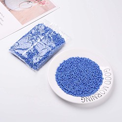 Bleu Bleuet Perles de rocaille en verre, opaque graine de couleurs, petites perles artisanales pour la fabrication de bijoux bricolage, ronde, bleuet, 4mm, Trou: 1.5 mm, environ 4500 pcs / livre