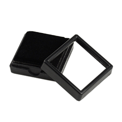 Noir Boîtes d'ensemble de bijoux en plastique, de velours à l'intérieur, carrée, noir, 40x40x15mm