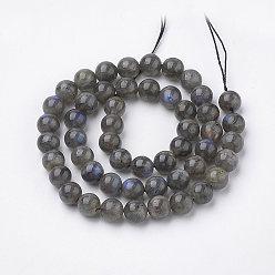 Labradorite Natural Labradorite Beads Strands, Round, 8x7.5mm, Hole: 1mm, about 46~49pcs/strand, 15.5 inch