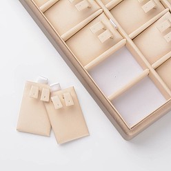 Bisque Wooden Earring Presentation Boxes, Covered with PU Leather and Iron Accessories, Rectangle, Bisque, 250x180x32mm