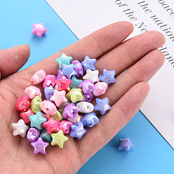 Mixed Color Opaque Acrylic Beads, Dyed, AB Color, Faceted, Star, Mixed Color, 10x11x7mm, Hole: 2mm, about 1350pcs/500g