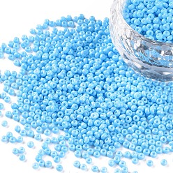 Light Sky Blue 11/0 Grade A Round Glass Seed Beads, Baking Paint, Light Sky Blue, 2.3x1.5mm, Hole: 1mm, about 48500pcs/pound