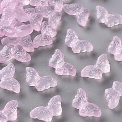 Pink Прозрачные брызги, окрашенные распылением, бабочка, розовые, 8x15x4.5 мм, отверстие : 1 мм