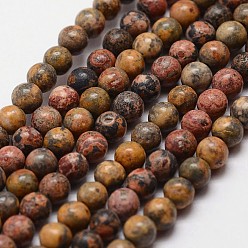 Léopard Perles de jaspe en peau de léopard naturel, ronde, 4mm, Trou: 0.5mm, 100 pcs / chapelet, 15.7 pouce