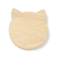 Cat Shape Beech Wooden Bangle Bracelet Finger Ring Diplay Holder Tray, Cat Pattern, 103x94.5x20mm, Bracelet Groove: 40~77mm, Ring Tray: 33mm