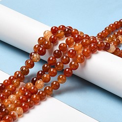 Orange Natural Crackle Agate Bead Strands, Round, Grade A, Dyed & Heated, Orange, 6mm, Hole: 1mm, about 61pcs/strand, 15 inch