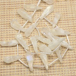 Clair Pierres précieuses electroplate perles de cristal de quartz naturel brins, nuggets, clair, 18~35x6~14x6~12mm, Trou: 1mm, Environ 22 pcs/chapelet, 15.74 pouce