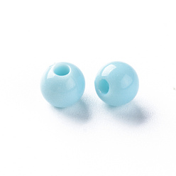 Sky Blue Opaque Acrylic Beads, Round, Sky Blue, 6x5mm, Hole: 1.8mm, about 4400pcs/500g