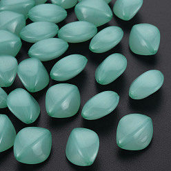 Medium Aquamarine Imitation Jelly Acrylic Beads, Rhombus, Medium Aquamarine, 17x14.5x9.5mm, Hole: 1.6mm, about 500pcs/500g