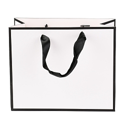 Белый Прямоугольные бумажные пакеты, с ручками, для подарочных пакетов и сумок, белые, 18x22x0.6 см