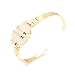 Matériel Mélangete Bracelet manchette perlé oeil de cheval pierres précieuses, bracelet ouvert enroulé de fil pour femme, sans cadmium et sans plomb, or, diamètre intérieur: 2-1/2 pouce (6.2 cm)