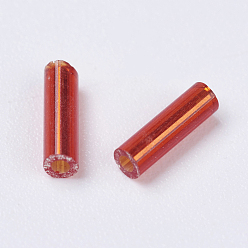 Mixed Color Glass Bugle Beads, Seed Beads, Mixed Color, about 6mm long, 2mm wide, hole: 0.5mm, about 10000pcs/450g