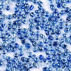 Синий 12/0 стакан бисер, прозрачный внутри цвета блеск, круглое отверстие, круглые, синие, 12/0, 2~2.5x1.5~2 мм, отверстия: 0.8 мм, около 30000 шт / мешок