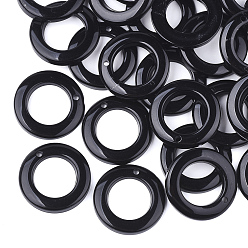 Black Opaque Acrylic Pendants, Ring, Black, 28x3.5mm, Hole: 1.5mm, about 355pcs/500g