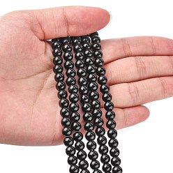 Black Synthetic Black Stone Beads Strands, Dyed, Round, Black, 6mm, Hole: 1mm, about 32pcs/strand, 7.8 inch