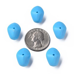 Bleu Ciel Foncé Perles acryliques opaques, nuggets, bleu profond du ciel, 12.5x18x13mm, Trou: 1.6mm, environ360 pcs / 500 g