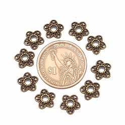 Antique Bronze Tibetan Style Alloy Bead Caps, Lead Free and Cadmium Free, Antique Bronze, 10.7x11x2.5mm, Hole: 3mm