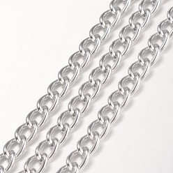 Silver Aluminium Twisted Curb Chains, Unwelded, Silver Color Plated, 9x6x1.5mm