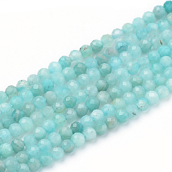 Amazonite Natural Amazonite Beads Strands, Faceted, Round, 3mm, Hole: 0.5mm, about 142pcs/strand, 15.16 inch