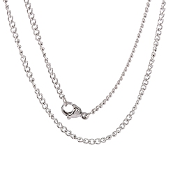 Stainless Steel Color Unisex Casual Style 304 Stainless Steel Curb Chain Necklaces, with Lobster Claw Clasps, Stainless Steel Color, 19.7 inch(50cm)