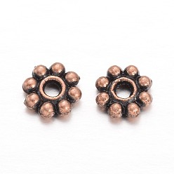 Red Copper Alloy Daisy Spacer Beads, Flower, Red Copper, 5x1.5mm, Hole: 1.8mm