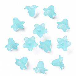 Cyan Clair Perles acryliques transparentes, givré, fleur, cyan clair, 17.5x12mm, trou: 1.5 mm, environ 770 pcs / 500 g