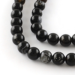Black Onyx Natural Black Onyx Round Bead Strands, Dyed, 8mm, Hole: 1mm, about 48pcs/strand, 14.9 inch