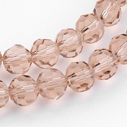 Mocassin Perles en verre transparentes , imitation de cristal autrichien, à facettes (32 facettes), ronde, mocassin, 8mm, Trou: 1mm, Environ 70~72 pcs/chapelet, 20~21 pouce
