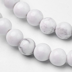 Howlite Natural Howlite Beads Strands, Round, 6mm, Hole: 1mm, about 63pcs/strand, 15.1 inch