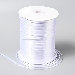 White Double Face Satin Ribbon, Polyester Ribbon, White, 1/8 inch(3mm) wide, about 880yards/roll(804.672m/roll)