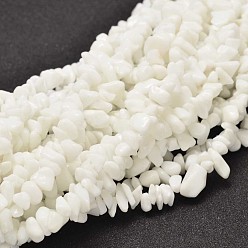 White Chip Opaque Glass Beads Strands, White, 5~14x5~10mm, Hole: 1mm, about 33.85 inch